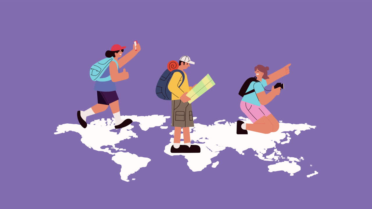 grupo de viajeros que exploran el mundo