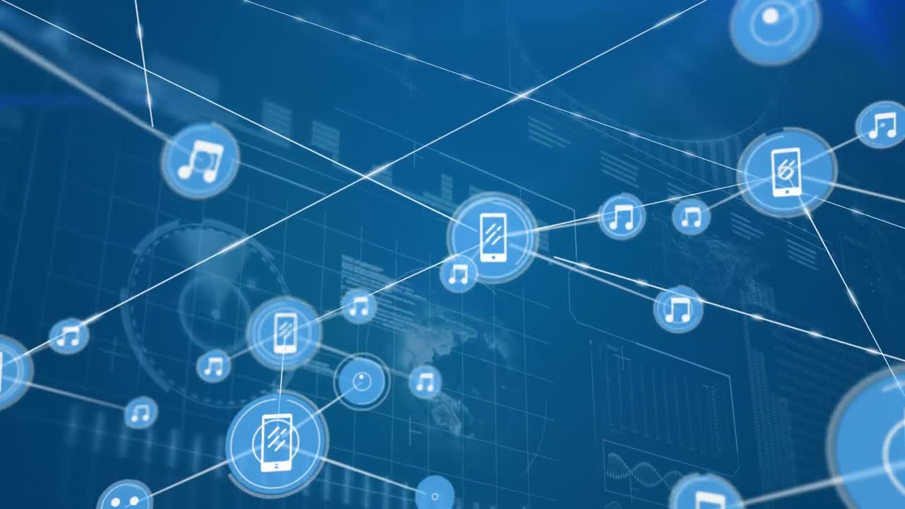 Connectors on blue digital background