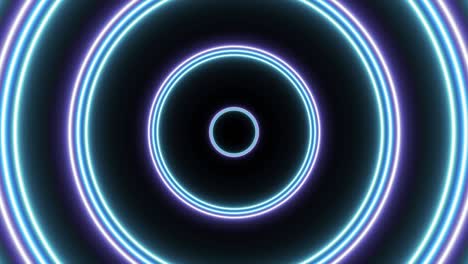 círculos ultravioletas y azules fondo gráfico de movimiento de bucle sin costuras. vuelo futurista abstracto en animación de túnel