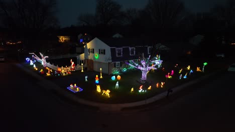 aerial view of residential christmas lights