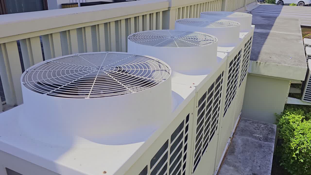 Outdoor Air Conditioning Units Operating Outside Building