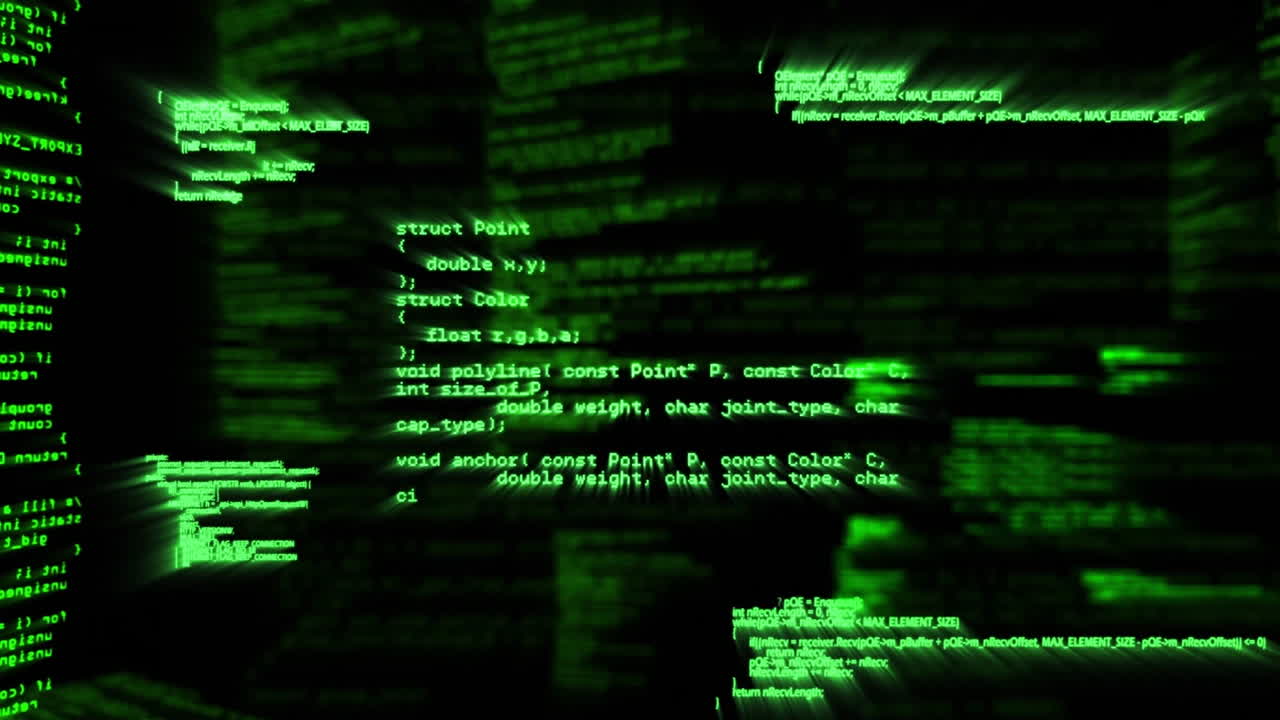 animación del procesamiento de datos digitales sobre un fondo negro