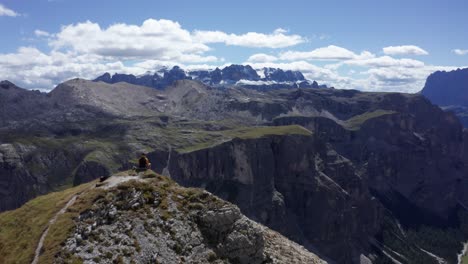 Seceda-Mountain-Peak-at-Urtijëi,-South-Tyrol,-Italian-Alps,-Dolomites,-Italy---Aerial-Drone-View