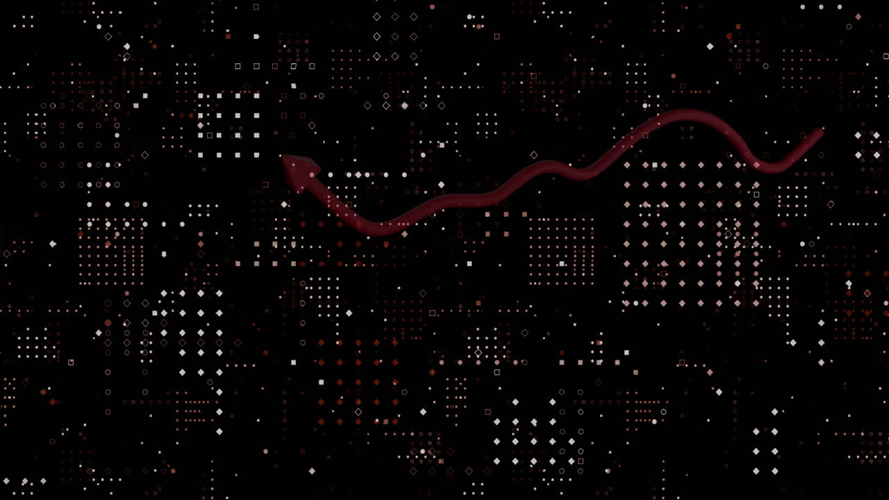 This video features a series of white and red dots moving around on a black background