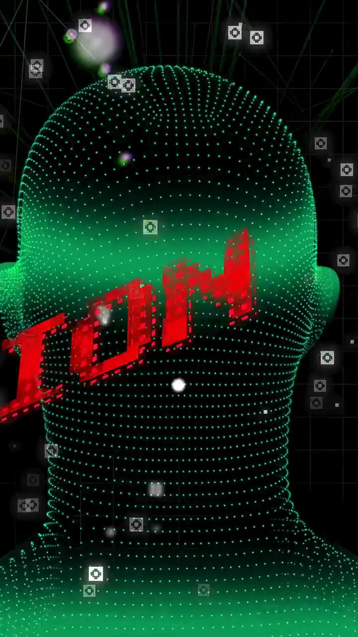 Vertical video: On start green dot head rotating, markers shifting, red text sweeping for tracking