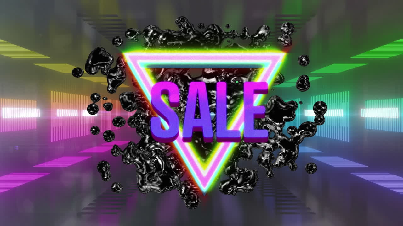 네온 모양 위에 판매 텍스트의 애니메이션