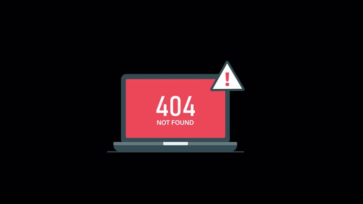 Laptop animato che mostra l'errore 404 pagina non trovata