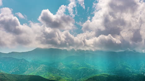 time lapse of clouds passing a green valley in cyprus