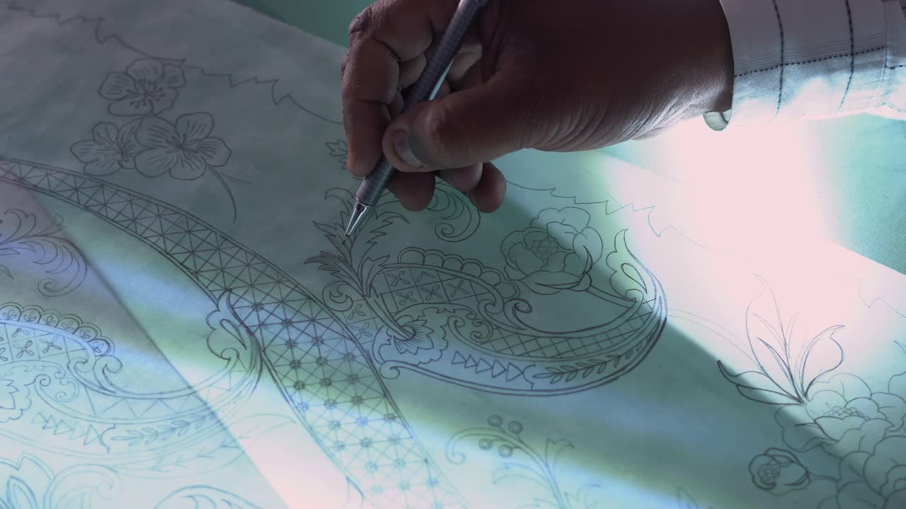 Close Up Shot Of Clothing Designs Being Sketched By A Fashion Designer In A Studio, Pakistan