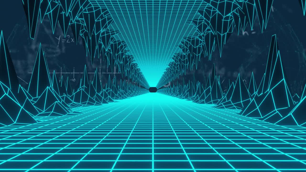 animación de fórmulas matemáticas y espacio digital en el fondo de la marina.