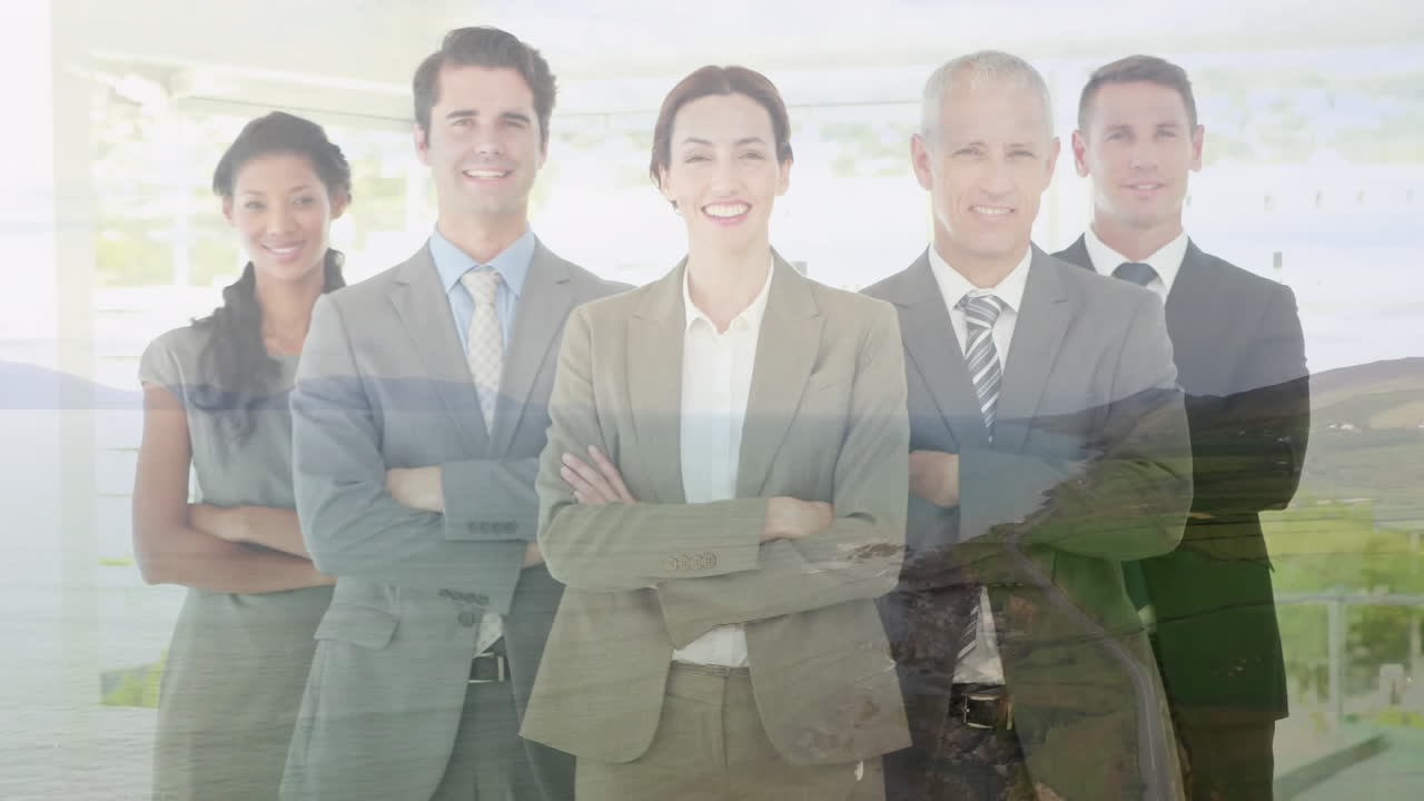 animación del paisaje sobre diversas personas de negocios