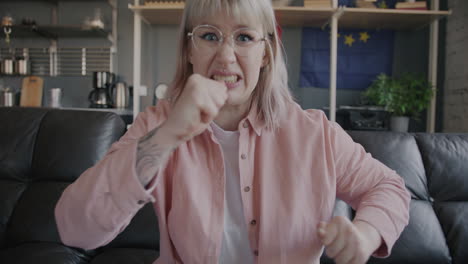 woman reacting to an online game