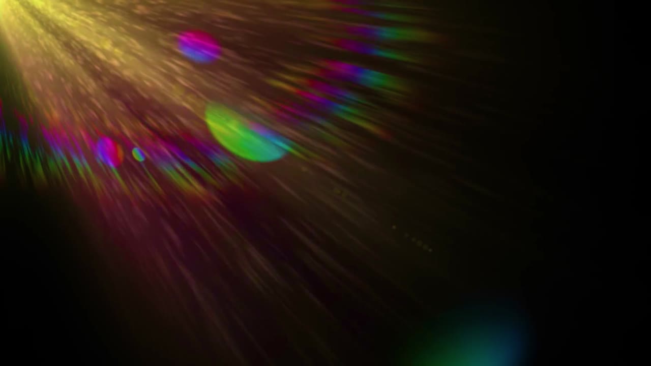 밝은 렌즈 플레어는 검은색 배경에 빛이 누출되는 필름 효과를 나타니다.