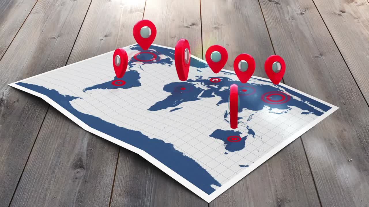 punteros rojos en un mapa del mundo