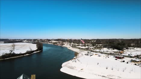 flying over freedom point toward the american flag in clarksville, tennessee