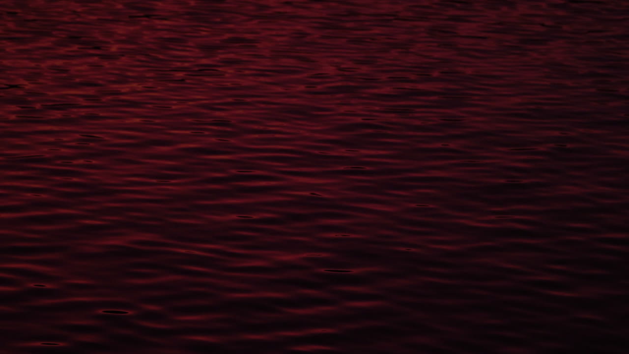 바다 수면에 반사되는 붉은 색 일몰, 잔물결