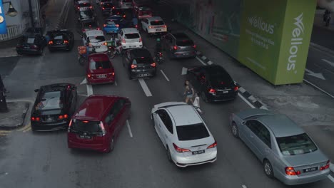 timelapse shot of rush hours at kuala lumpur city in malaysia. traffic jam.