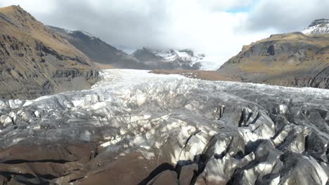 toma aérea de drones cinematográficos de un glaciar islandés