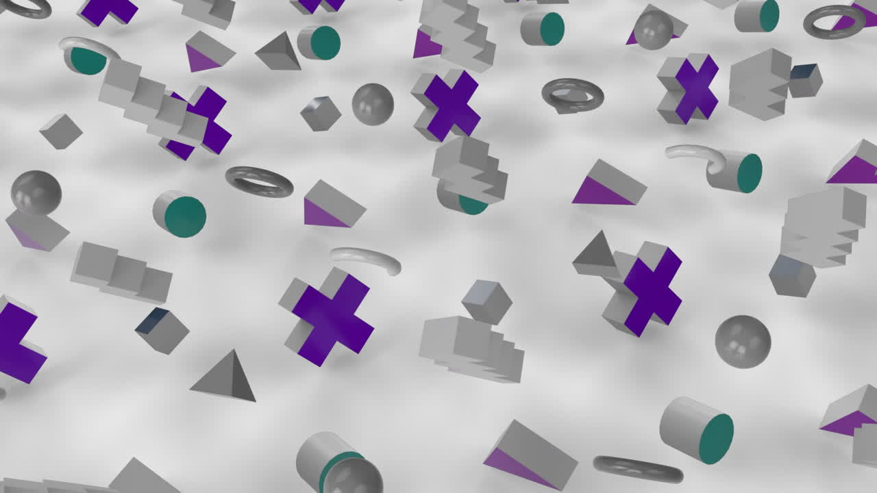 Animation of rows of abstract shapes moving on white background