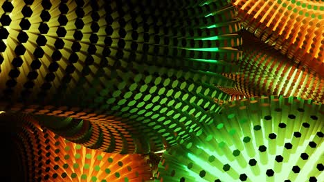 fondo geométrico abstracto con hexágonos verdes y naranjas