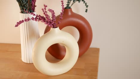 modern decorative vases with dried flowers