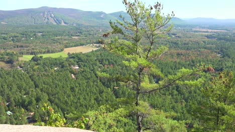 an establishing shot of rugged scenery in new hampshire