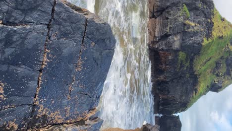 Vertical-POV-walking-along-rough-Irish-Atlantic-coastline