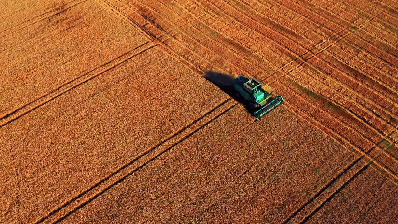 Harvesting Crop With Agricultural Machinery In Countryside Of Lithuania
