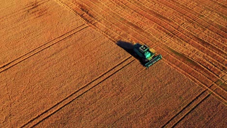 harvesting crop with agricultural machinery in countryside of lithuania