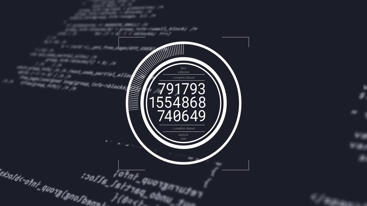 animación del procesamiento de datos sobre un fondo negro