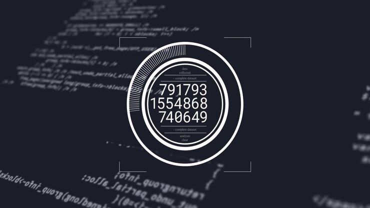 Animation of data processing over black background