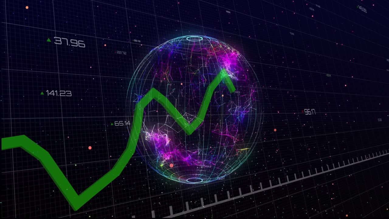 animación del gráfico sobre el globo y el fondo negro