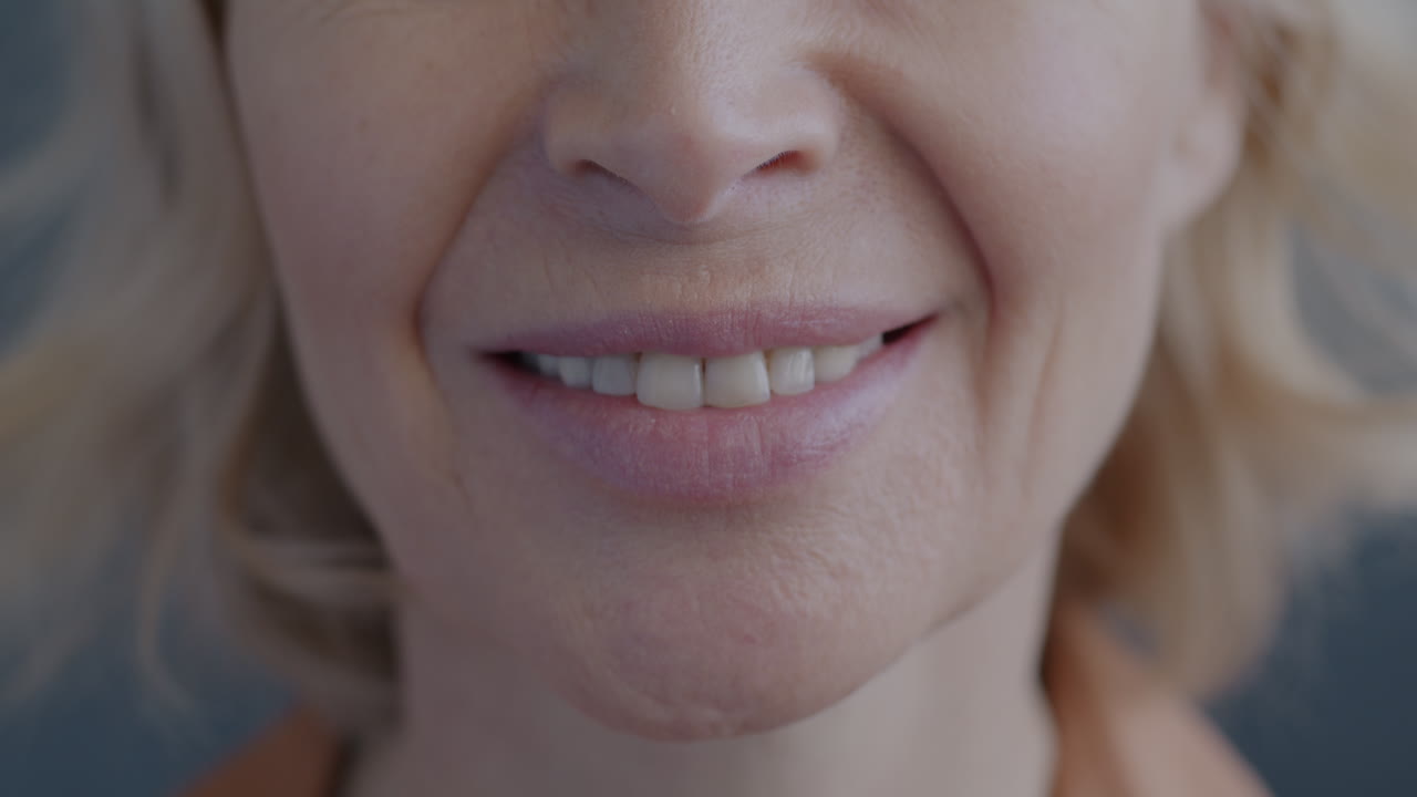 Close-up of a smiling senior woman's face