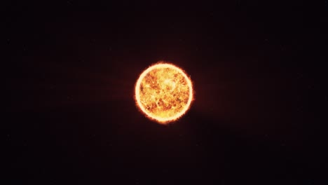 the sun centered in space. wide black background