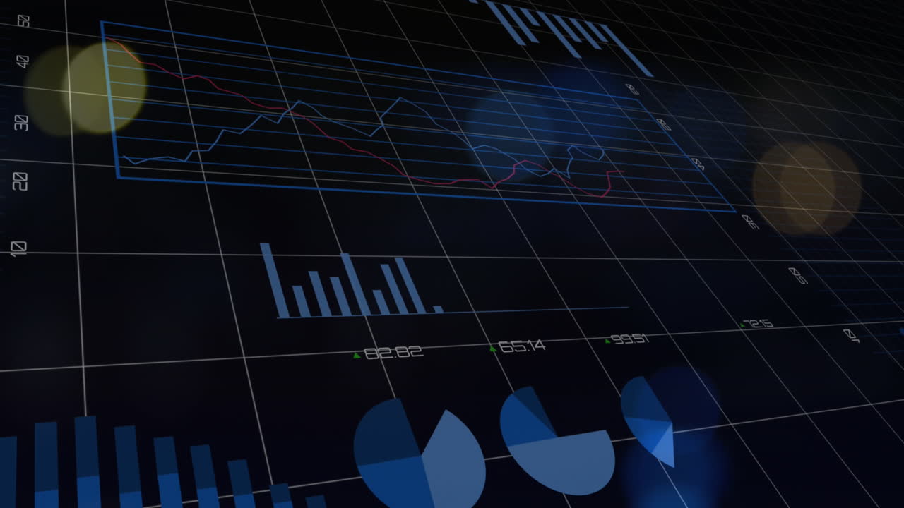 animación del procesamiento de datos con estadísticas sobre cuadrícula
