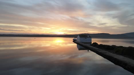 Reflections-of-summer-with-sun-setting-below-the-horizon-in-Europe