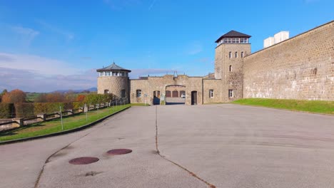 mauthausen concentration camp main gate in mauthausen, upper austria