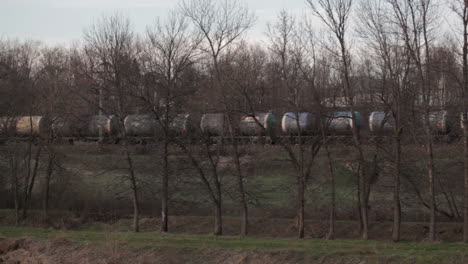 set of tanks with oil and fuel transport by rail