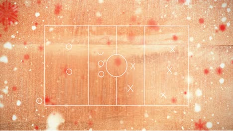 Animation-of-game-plan-over-light-spots-on-orange-background