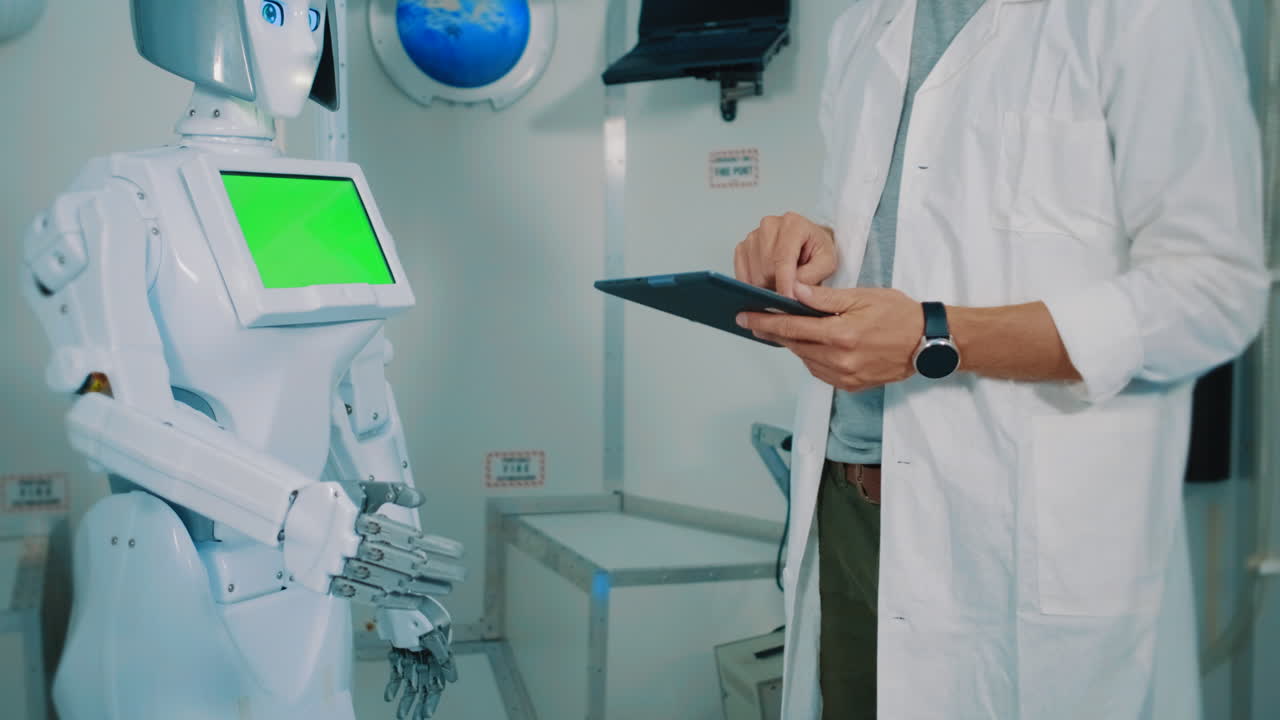 colaboración de robots y científicos en un entorno de laboratorio