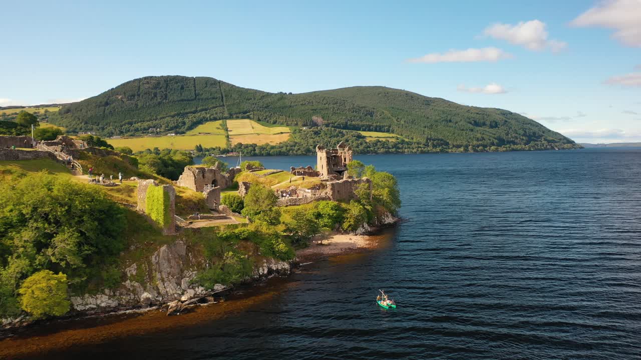 Nessie's Neighbour: Aerial Mystique of Urquhart Castle, Presiding over Loch Ness, Inverness, Scottish Highlands, Scotland