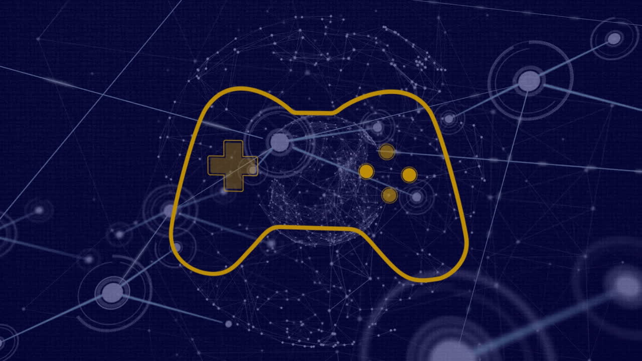 블랙 배경에 연결 네트워크와 글로브를 통해  ⁇ 락 아이콘의 애니메이션