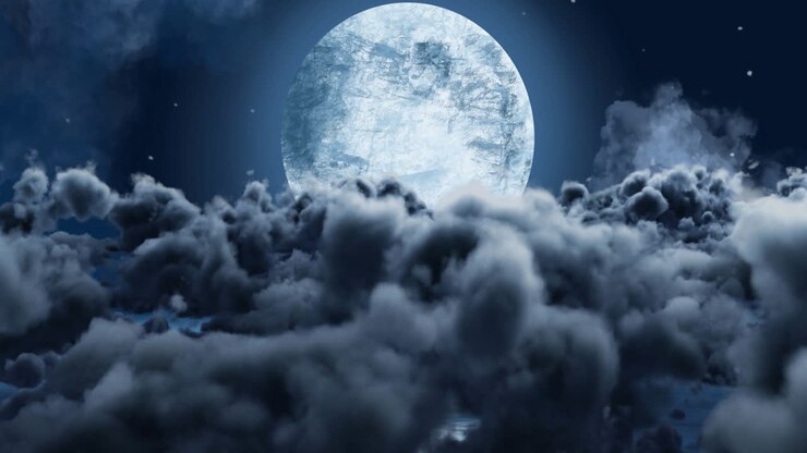 Animação de céu noturno nublado com lua