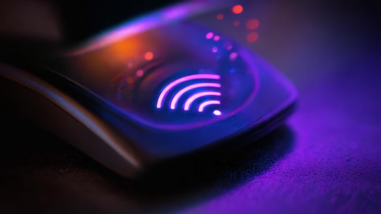 A Close-Up View of a Wireless Charging Pad Illuminated in Colorful Lights, Demonstrating Its Functionality and Modern Design with Vibrant Visual Effects and a Futuristic Aesthetic