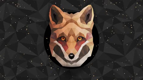 polygonal fox background. animal head. low polygon loop animation. geometric wildlife. polygonal animal portrait.