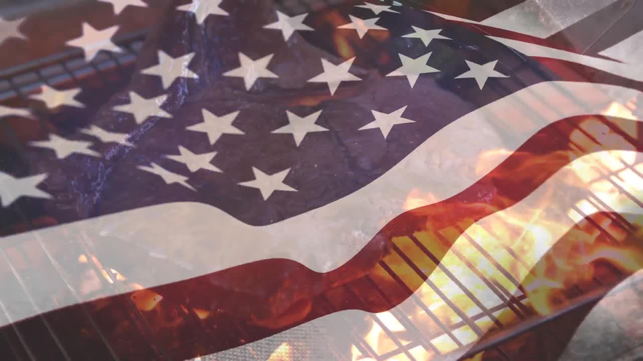 барбекю и американский флаг на 4 июля.