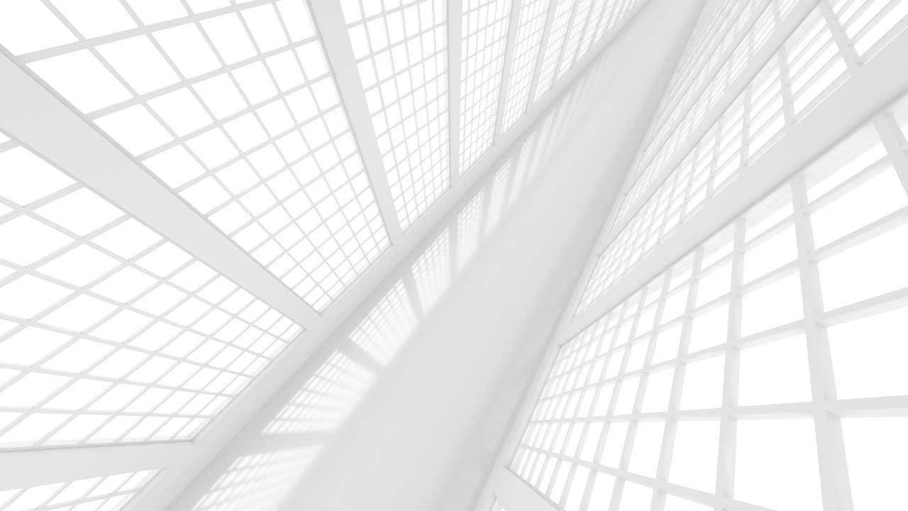 corredor blanco vacío futurista con luz brillante de las ventanas