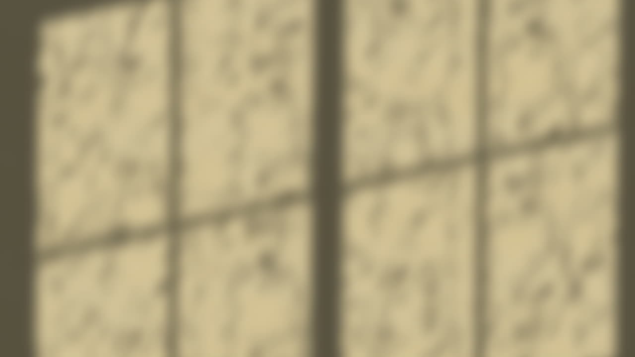 노란색 배경 위에 비방울이 있는 창문 그림자의 애니메이션