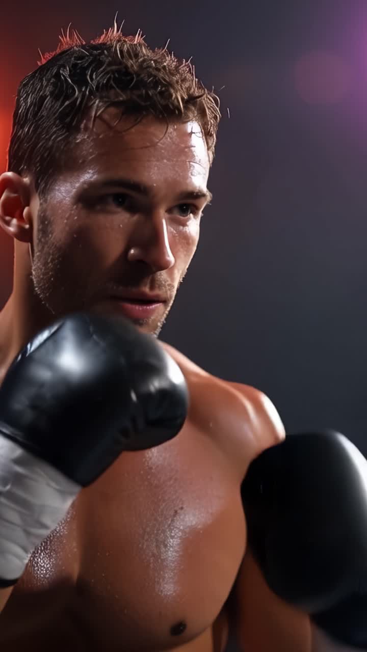 Intense Boxing Match Highlights: A Skilled Fighter's Journey from Defense to Offense in the Ring Captured in Two Compelling Frames of Raw Athleticism