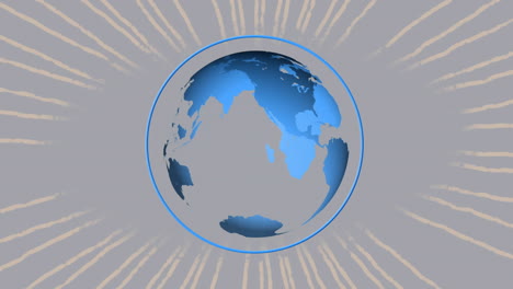 animation of globe over lines on grey background